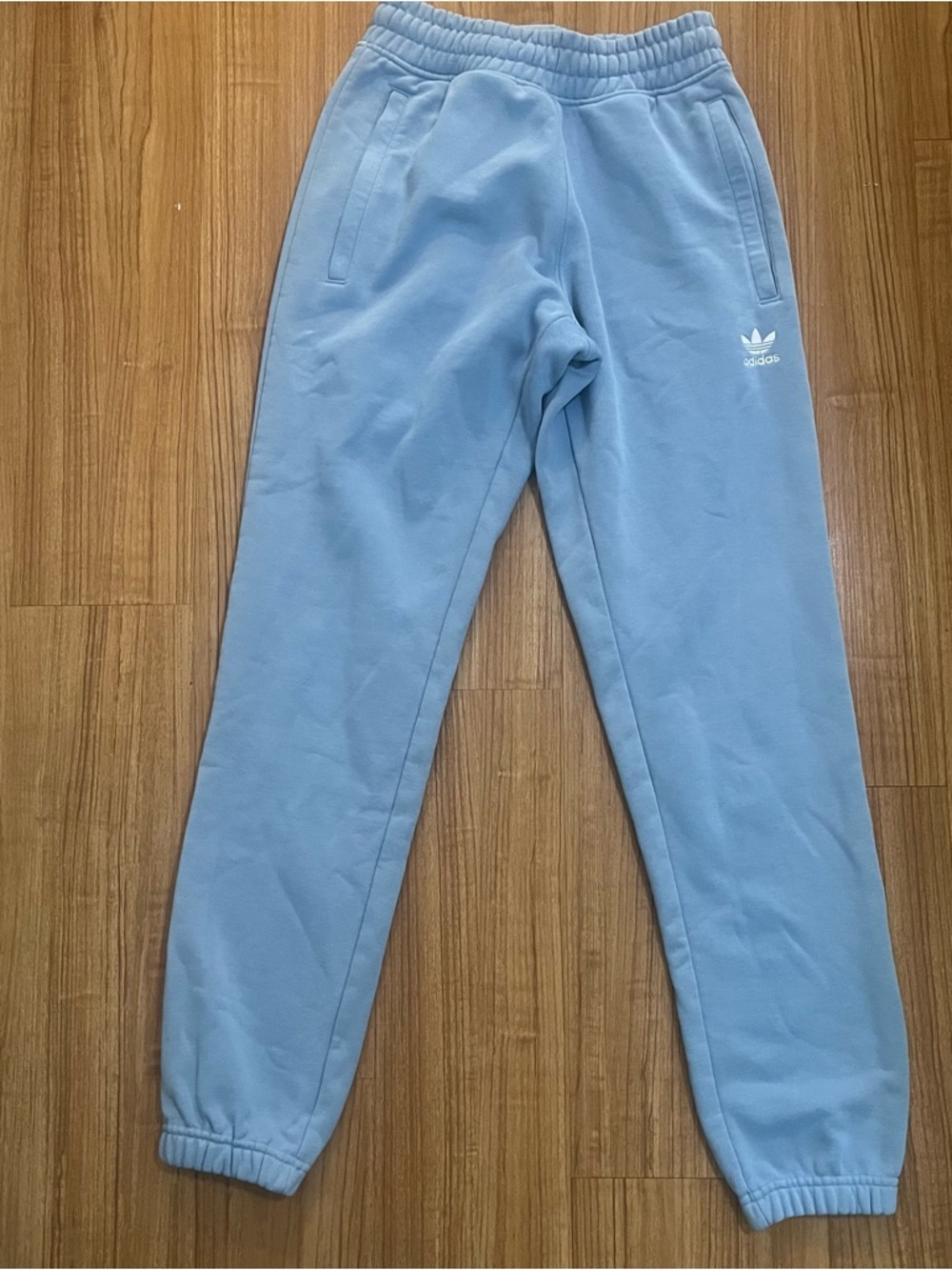 adidas womans Sky Blue Jogger Sweatpants with Trefoil Logo